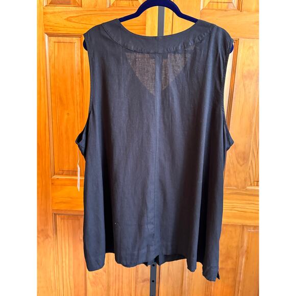 Croft & Barrow Linen Blend Sleeveless Tunic Top - 4X Black - V-Neck NEW w/ Tags - Picture 4 of 7